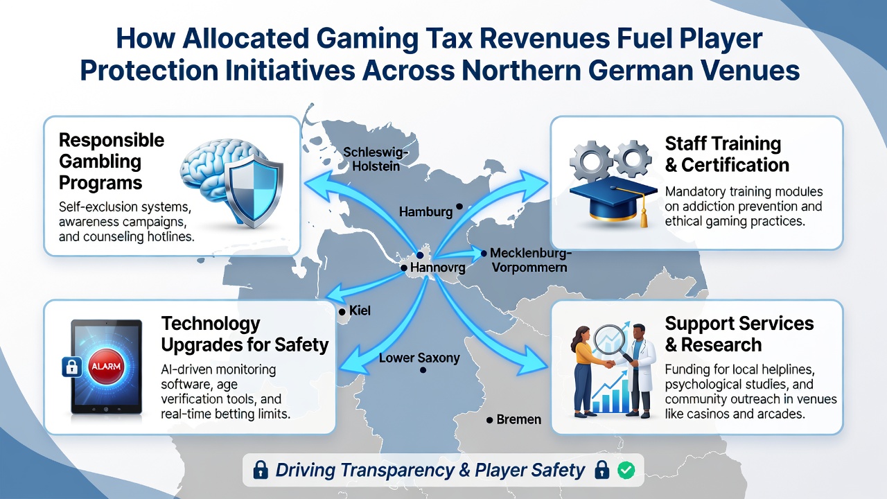 Mitarbeiter einer norddeutschen Spielhalle bei einer Schulung zu Spielerschutz mit Fokus auf Steuerfinanzierung